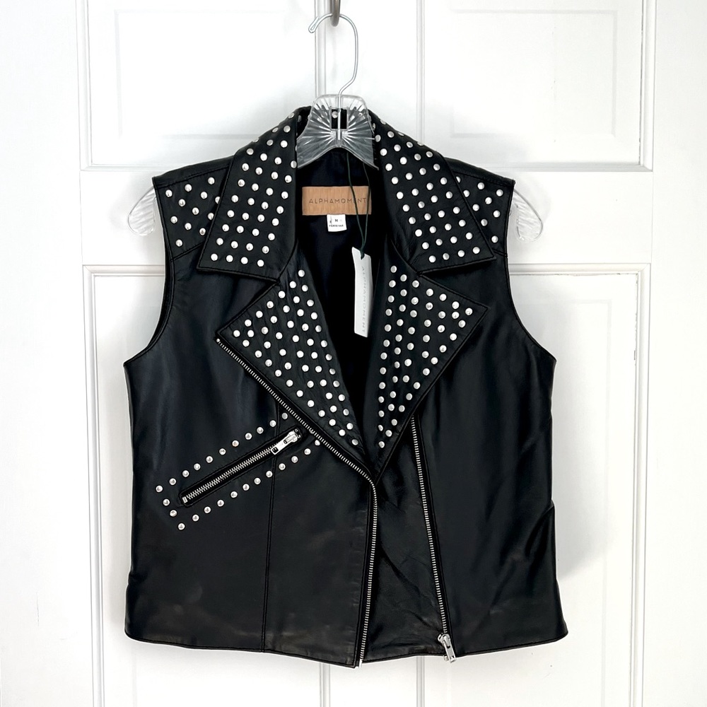 Alphamoment Leather Studded Vest